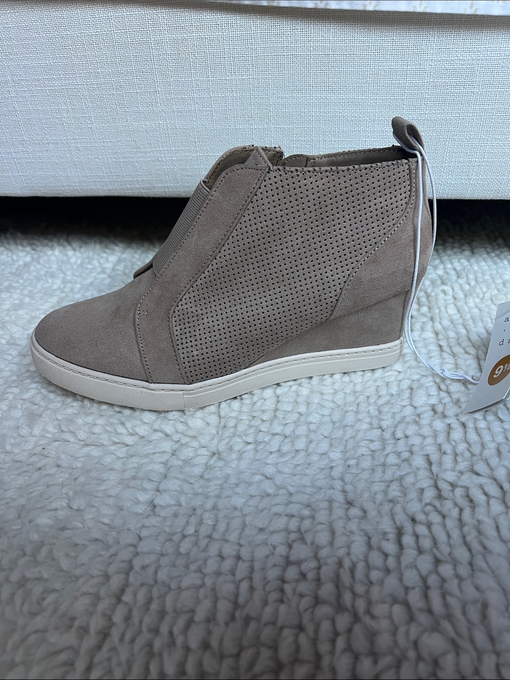 a new day Taupe Perforated Wedge Sneaker Bootie